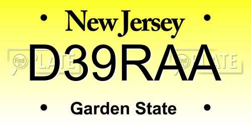 D39RAA New Jersey License Plate