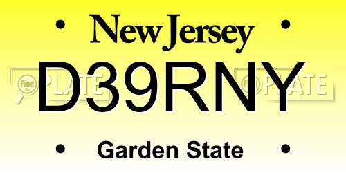 D39RNY New Jersey License Plate