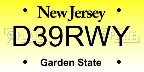 D39RWY New Jersey License Plate