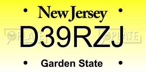 D39RZJ New Jersey License Plate