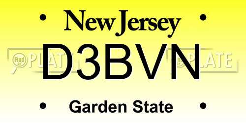 D3BVN New Jersey License Plate