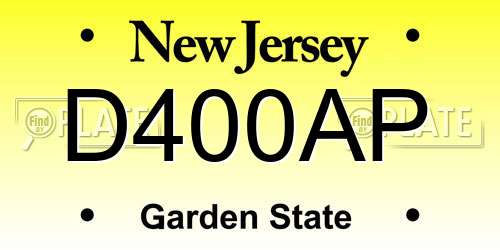 D400AP New Jersey License Plate