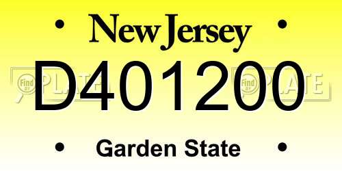 D401200 New Jersey License Plate