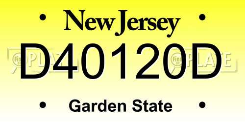 D40120D New Jersey License Plate