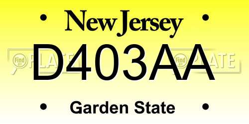 D403AA New Jersey License Plate