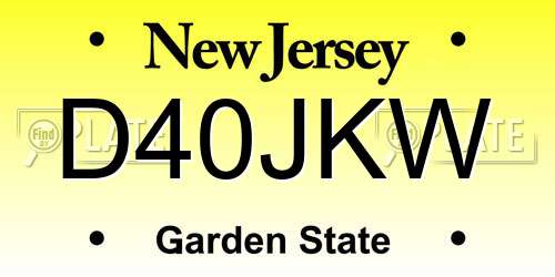 D40JKW New Jersey License Plate