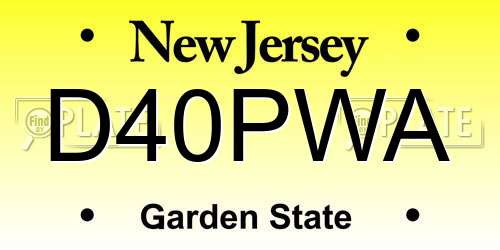 D40PWA New Jersey License Plate