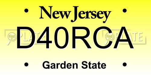 D40RCA New Jersey License Plate