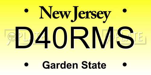 D40RMS New Jersey License Plate
