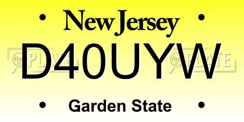 D40UYW New Jersey License Plate