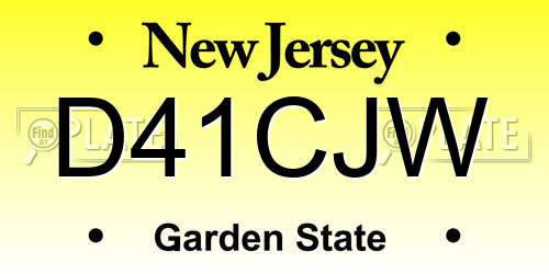 D41CJW New Jersey License Plate