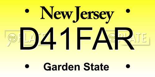 D41FAR New Jersey License Plate