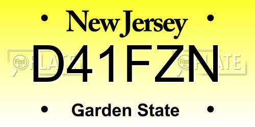 D41FZN New Jersey License Plate