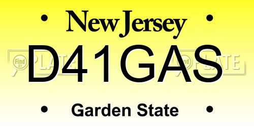 D41GAS New Jersey License Plate