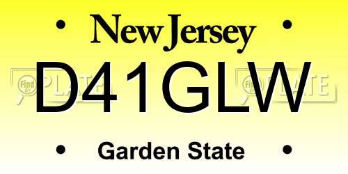 D41GLW New Jersey License Plate