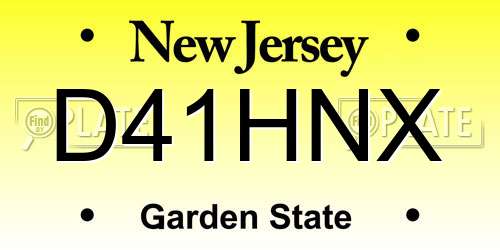 D41HNX New Jersey License Plate