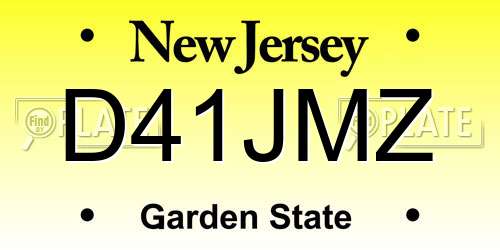 D41JMZ New Jersey License Plate