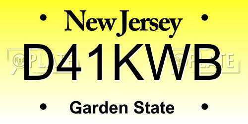 D41KWB New Jersey License Plate