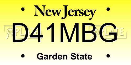 D41MBG New Jersey License Plate