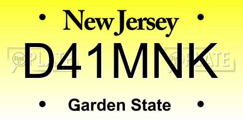 D41MNK New Jersey License Plate
