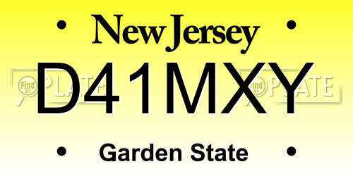 D41MXY New Jersey License Plate