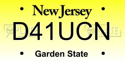 D41UCN New Jersey License Plate