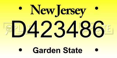 D423486 New Jersey License Plate