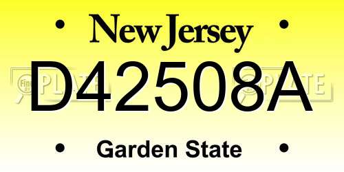 D42508A New Jersey License Plate