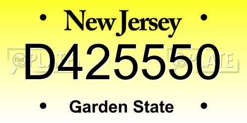 D425550 New Jersey License Plate