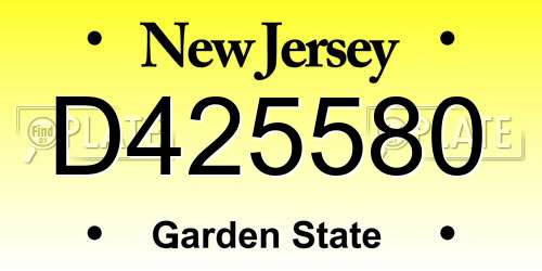 D425580 New Jersey License Plate