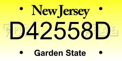 D42558D New Jersey License Plate