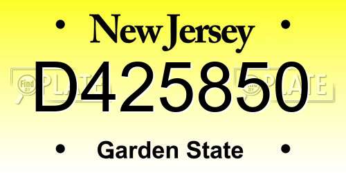 D425850 New Jersey License Plate