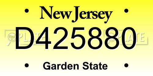 D425880 New Jersey License Plate