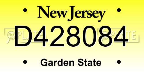 D428084 New Jersey License Plate