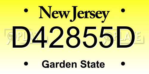 D42855D New Jersey License Plate