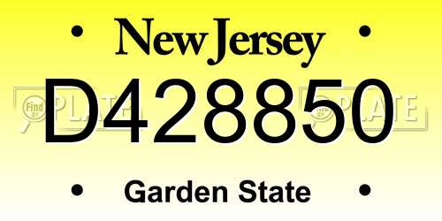 D428850 New Jersey License Plate