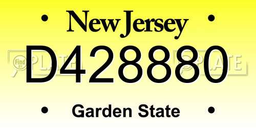 D428880 New Jersey License Plate
