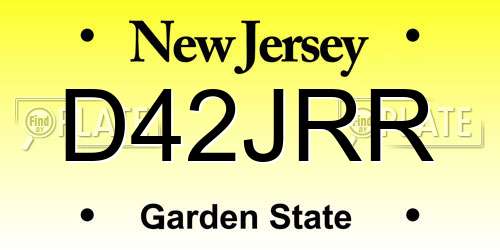 D42JRR New Jersey License Plate