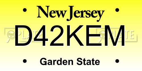 D42KEM New Jersey License Plate