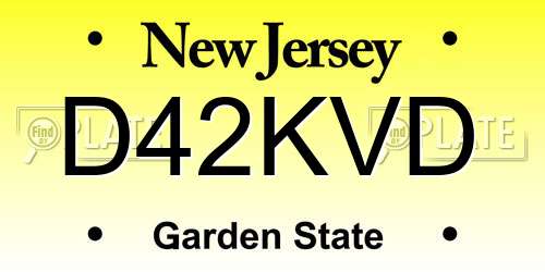 D42KVD New Jersey License Plate