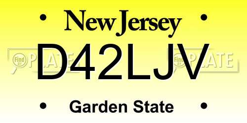 D42LJV New Jersey License Plate