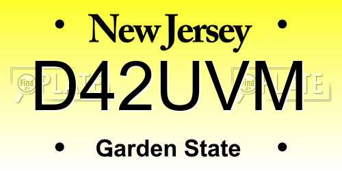 D42UVM New Jersey License Plate