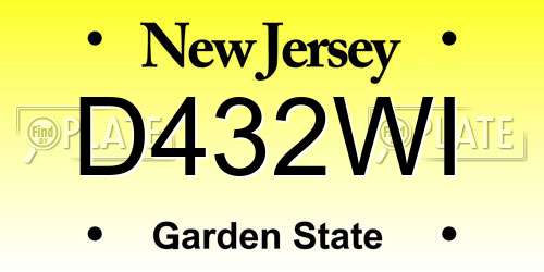 D432WI New Jersey License Plate