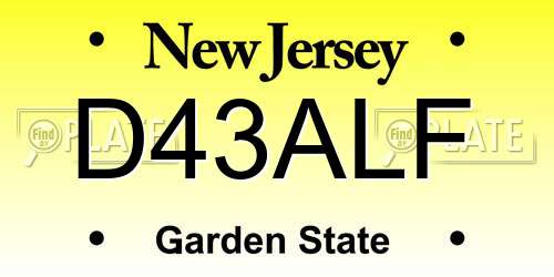 D43ALF New Jersey License Plate