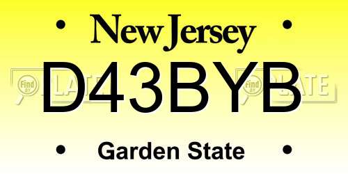D43BYB New Jersey License Plate