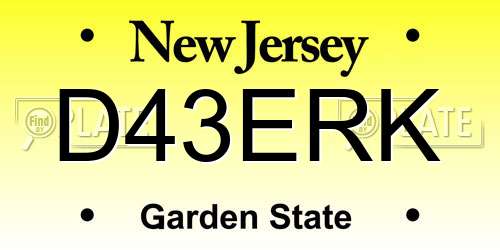 D43ERK New Jersey License Plate