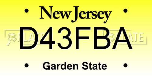 D43FBA New Jersey License Plate
