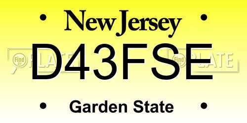 D43FSE New Jersey License Plate