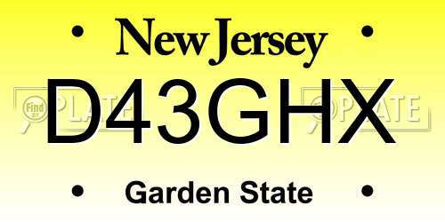 D43GHX New Jersey License Plate