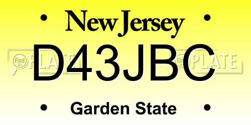 D43JBC New Jersey License Plate